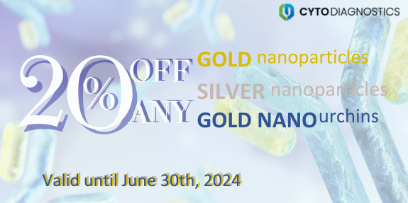20% off Gold or Silver Nanoparticles and Gold NanoUrchins